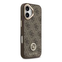 Guess Classic Strass Logo Leather Back Cover mit MagSafe Apple iPhone 17 - Braun