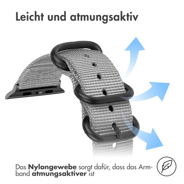 imoshion Nylonarmband für das Apple Watch Series 1-9 / SE - 38/40/41 mm / Series 10 - 42 mm - Grau