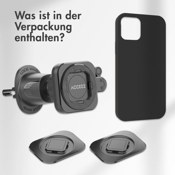 Accezz EasyLock Handyhalterung Auto - Inklusive Hülle für das iPhone 14 - Lüftungsgitter -  360 Grad drehbar - Schwarz