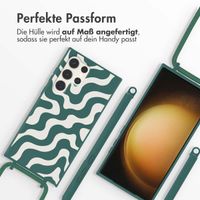 imoshion Silikonhülle design mit Band für das Samsung Galaxy S23 Ultra - Petrol Green Groovy