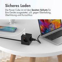 Accezz PowerCube Strip | 6-in-1 - 1x USB-C + 2x USB-A + 3x Steckdose - 4000 Watt - Schwarz