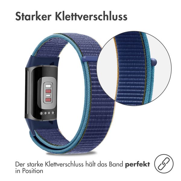 imoshion Nylonarmband für das Fitbit Charge 5 / Charge 6 - Größe L - Dunkelblau