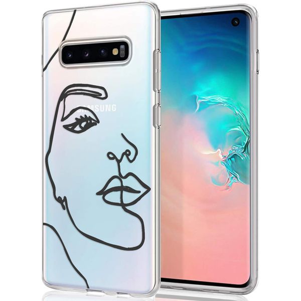 imoshion Design Hülle Galaxy S10 - Abstraktes Gesicht - Schwarz