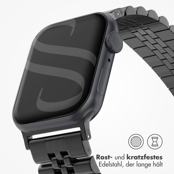 Selencia Jubilee-Edelstahlarmband für Apple Watch Series 1 t/m 9 / SE (38/40/41 mm) | Series 10 / 11 (42 mm) - Schwarz