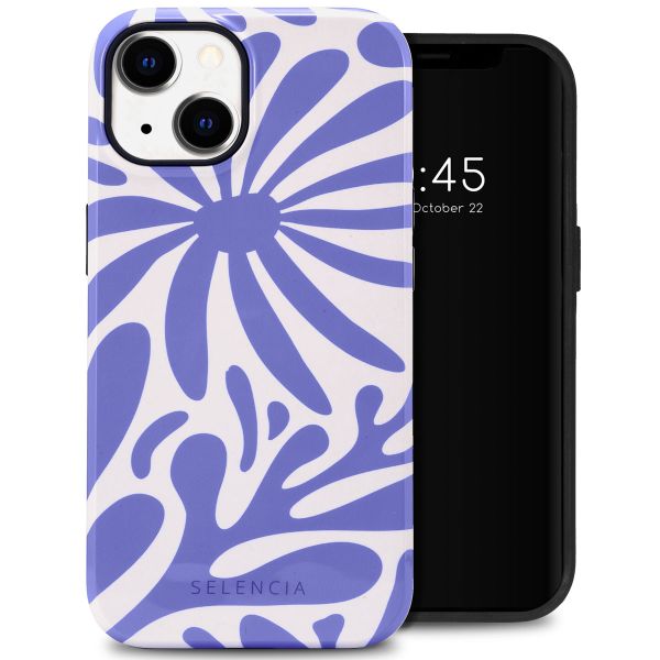 Selencia Vivid Tough Back Cover für das iPhone 14 - Modern Bloom Sapphire Blue