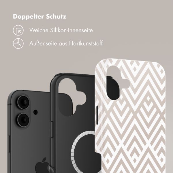 Selencia Vivid Tough Back Cover mit MagSafe für das iPhone 16 - Beige Zigzag