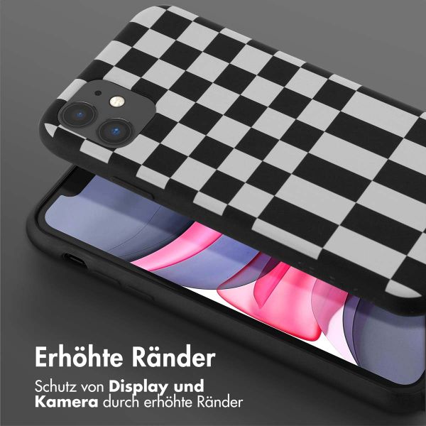 Selencia SilikonHülle design mit abnehmbarem Band Apple iPhone 11 - Irregular Check Black