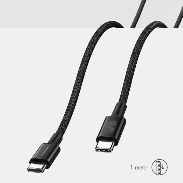 imoshion Wandladegerät - Netzteil - 2x USB-C 40 W + geflochtenes USB-C-zu-USB-C-Kabel 100 W - 1 Meter - Schwarz