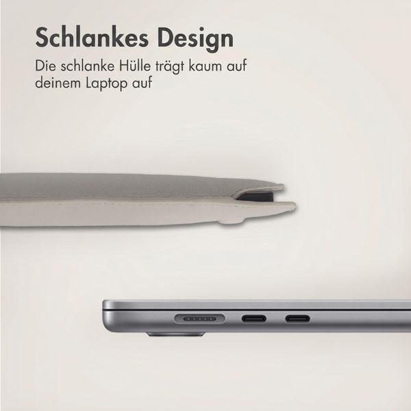 Accezz Leather Laptop Hülle Apple MacBook 15 Zoll - Laptop Sleeve - Beige