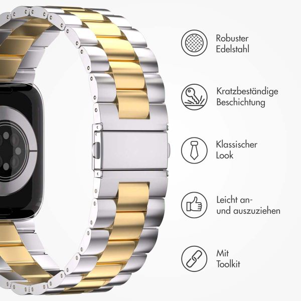imoshion Edelstahlarmband für das Apple Watch Series 1 bis 9 / SE (38/40/41 mm) | Series 10 / 11 (42 mm) - Silber / Gold
