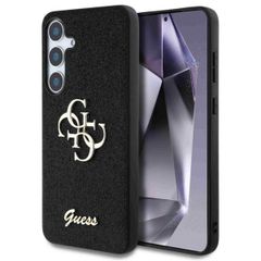 Guess 4G Metal Logo Back Cover mit Glitter Samsung Galaxy S25 - Schwarz