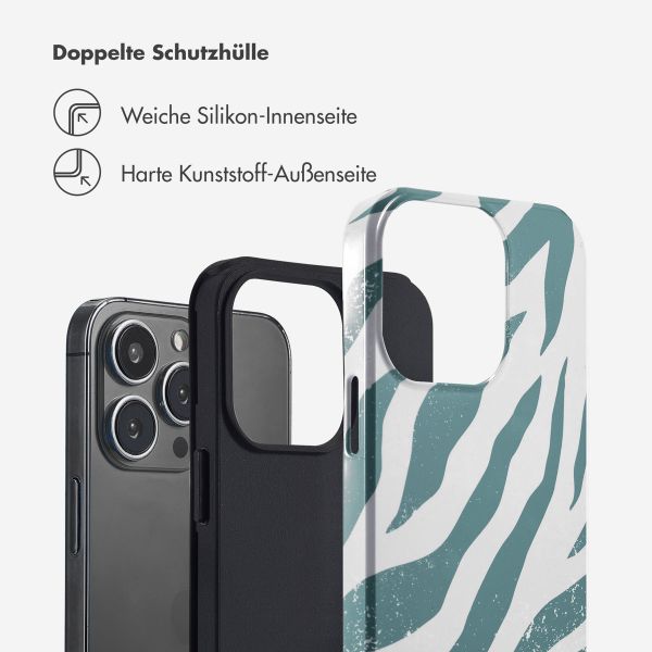 Selencia Vivid Tough Back Cover für das iPhone 13 Pro - Colorful Zebra Pine Blue