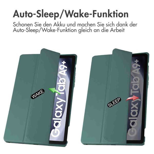 imoshion Trifold Hardcase Klapphülle Samsung Galaxy Tab A9 Plus - Grün