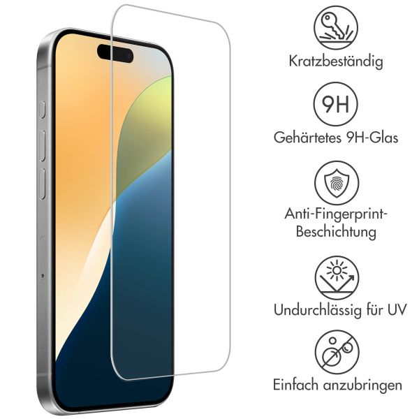 Accezz Screen Protector aus gehärtetem Glas 2-Pack für das iPhone 16 Pro