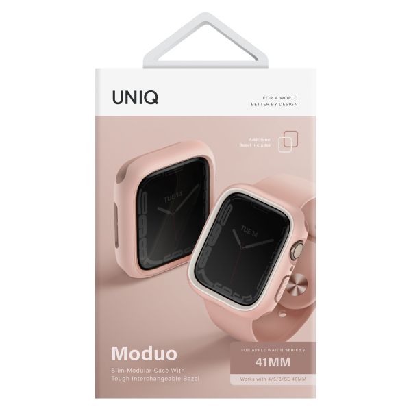 Uniq Moduo Apple Watch Hülle mit austauschbarem Rahmen für die Apple Watch 4-9 / SE - 40/41 mm - Blush (Pink/White)