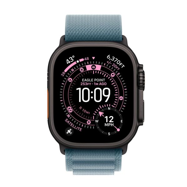 Apple Alpine Loop Armband für  Apple Watch Series 1 - 11 / SE / Ultra (44/45/46/49 mm) - Größe L - Light Blue / Black Titanium