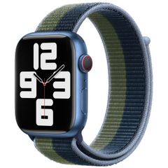 Apple Sport Loop Armband für das  Apple Watch Series 1 t/m 9 / SE (38/40/41 mm) | Series 10 / 11 (42 mm) - Abyss Blue/Moss Green