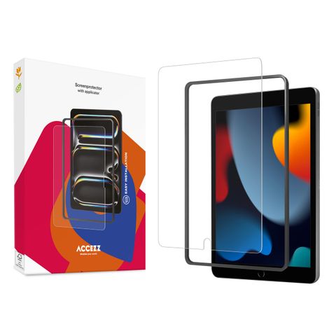 Accezz Schutzfolie aus gehärtetem Glas mit Applikator Apple iPad 9 (2021) 10.2 Zoll / iPad 8 (2020) 10.2 Zoll / iPad 7 (2019) 10.2 Zoll