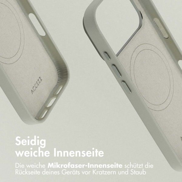 Accezz MagSafe Leather Backcover Apple iPhone 17 Pro - Light Grey