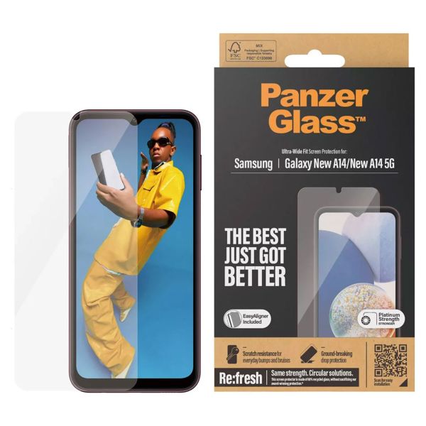 PanzerGlass Refresh Ultra-Wide Fit Anti-Bacterial Screenprotector inkl. Applikator für das Samsung Galaxy A15 (5G)