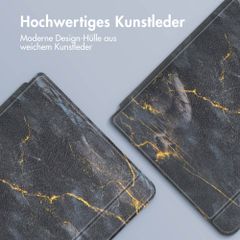 imoshion Design Slim Hard Case Sleepcover mit Stand Kobo Libra 2 / Tolino Vision 6 - Black Marble