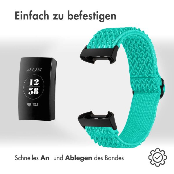 imoshion Elastische Nylonarmband für das Fitbit Charge 3 / 4 - Mintgrün