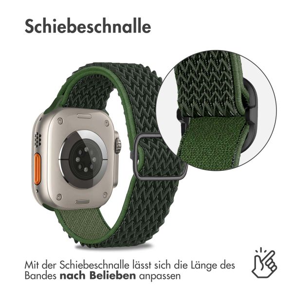 imoshion Elastische Nylonarmband für das Apple Watch Series 1-10 / SE / Ultra (2) - 42/44/45/46/49 mm - Dunkelgrün