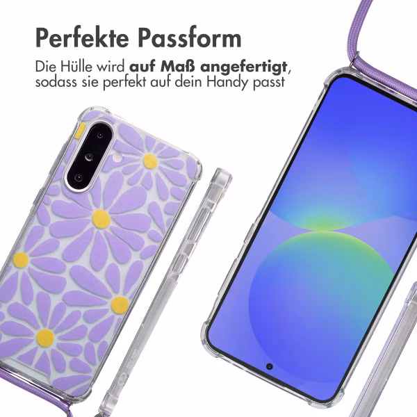 imoshion Design Hülle mit Band Samsung Galaxy A26 - Tropical Violet Flowers Connect