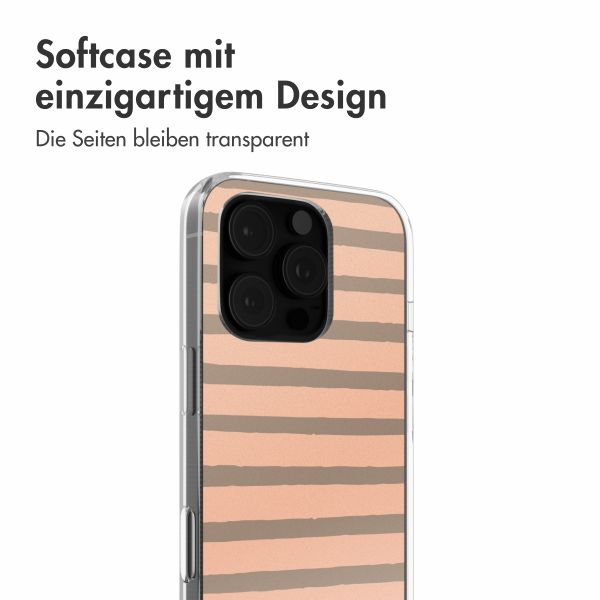 imoshion Design Hülle Apple iPhone 16 Pro - Striped peach reverse