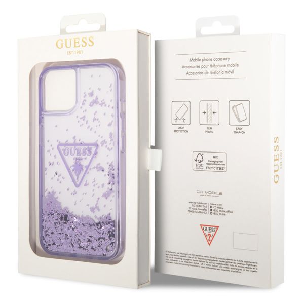 Guess Liquid Glitter Back Cover für das iPhone 14 - Violett