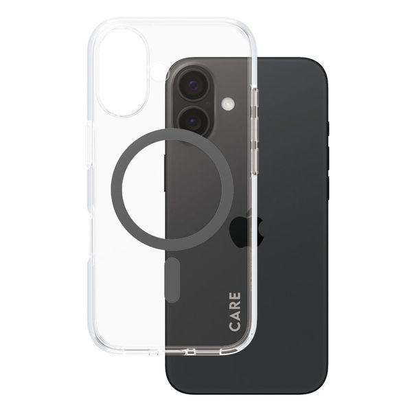 CARE by PanzerGlass Urban Combat Case MagSafe für das iPhone 16 - Transparent / Schwarz