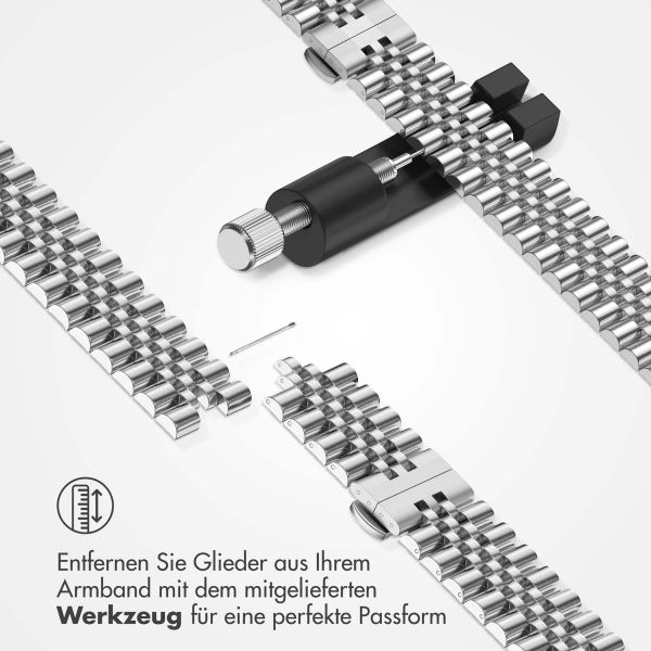 Selencia Jubilee-Edelstahlarmband für Apple Watch Series 1 t/m 11 / SE / Ultra (44/45/46/49 mm) - Silber