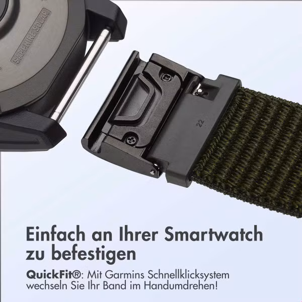 imoshion QuickFit® Nylon Armband -   Garmin 22 mm Anschluss - Größe L/XL - Grün