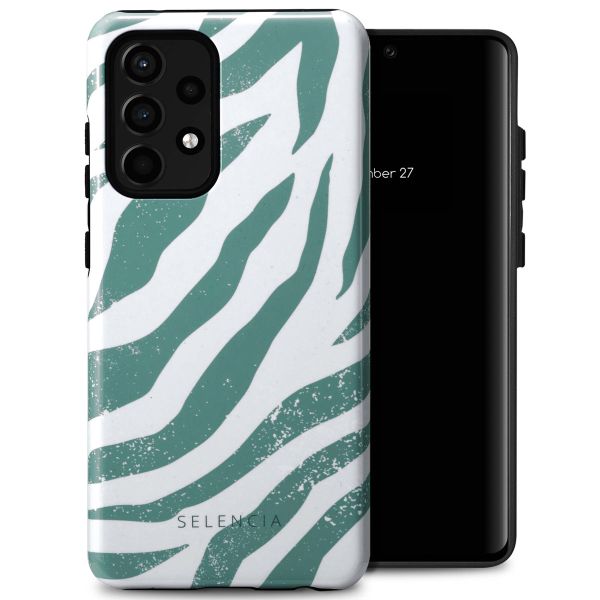 Selencia Vivid Tough Back Cover für das Samsung Galaxy A52(s) (5G/4G) - Colorful Zebra Pine Blue