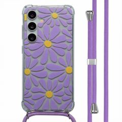 imoshion Design Hülle mit Band Samsung Galaxy S24 - Tropical Violet Flowers Connect