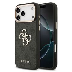 Guess 4G Metal Logo Back Cover Apple iPhone 17 Pro - Gold Edge - Black