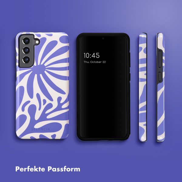 Selencia Vivid Back Cover Samsung Galaxy S21 FE - Modern Bloom Sapphire Blue