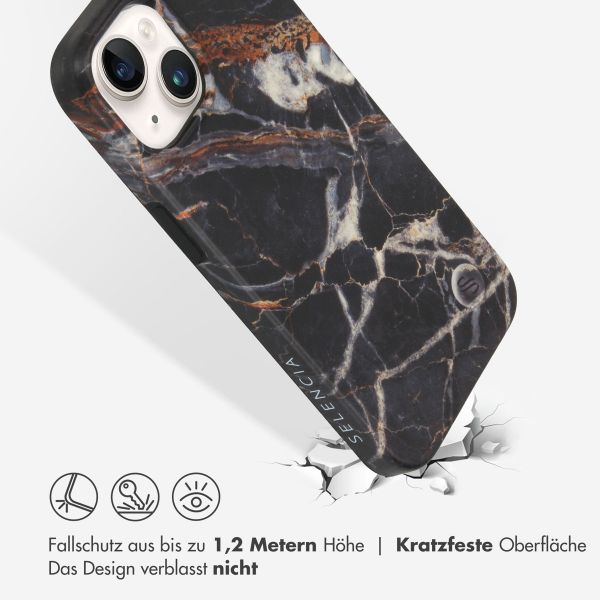 Selencia Aurora Fashion Back Case für das iPhone 14 - ﻿Strapazierfähige Hülle - 100 % recycelt - Schwarzer Marmor