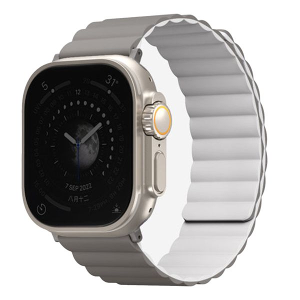 Uniq Revix doppelseitiges Armband für das  Apple Watch Series 1 t/m 11 / SE / Ultra (44/45/46/49 mm) - Ash Grey / Dove White