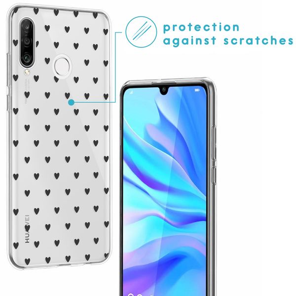 imoshion Design Hülle Huawei P30 Lite - Herzen - Schwarz