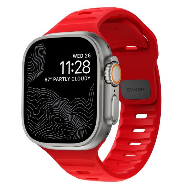 Nomad Sport Band FKM für die Apple Watch Series 1-10 / SE / Ultra (2) - 42/44/45/46/49 mm - Night Watch Red