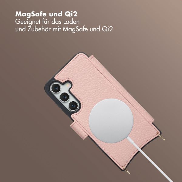 Selencia Riva Bookcase mit MagSafe und Handgelenkband Samsung Galaxy S24 / S25 - Old Pink