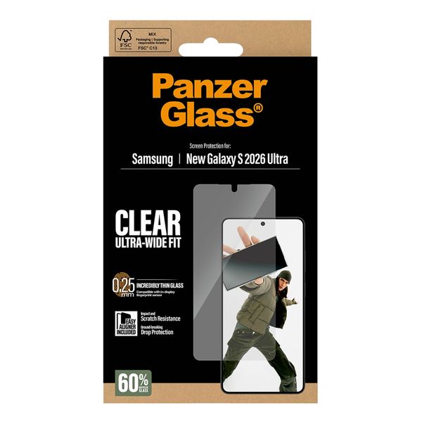 PanzerGlass Ultra-Wide Fit Antibakterieller Displayschutz mit Applikator Samsung Galaxy S26 Ultra