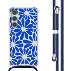 imoshion Design Hülle mit Band Samsung Galaxy A35 - Cobalt Blue Flowers Connect