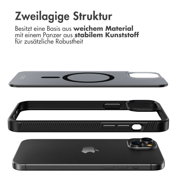 Accezz Rugged Frosted Back Cover mit MagSafe für das iPhone 15 Plus - Schwarz