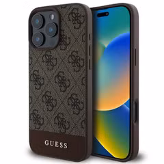 Guess Bottom Stripe 4G Back Cover für das Apple iPhone 16 Pro - Braun