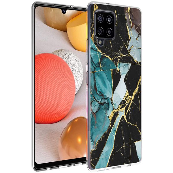 imoshion Design Hülle Samsung Galaxy A42 - Marmor - Blau