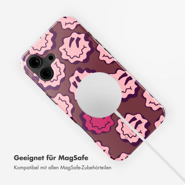 Selencia Vivid Rückabdeckung mit MagSafe iPhone 16 - Wavy Smiley Pink