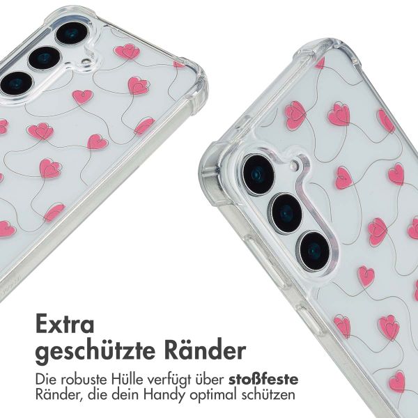 imoshion Design Hülle mit Band Samsung Galaxy S25 - Dusty Rose Connected Hearts