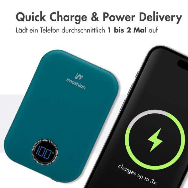 imoshion MagSafe Powerbank - 10.000 mAh - Kabellose Powerbank - Petrolgrün